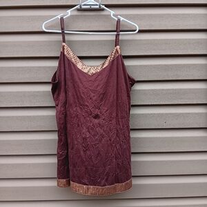 Torrid 2x Brown Crinkle Sequin Embellished Tank Top
